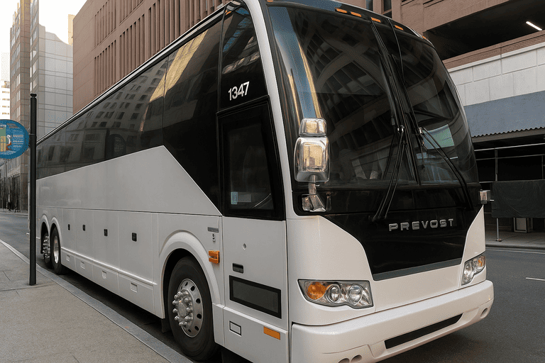 a Kansas @City Coach Bus Service coach bus