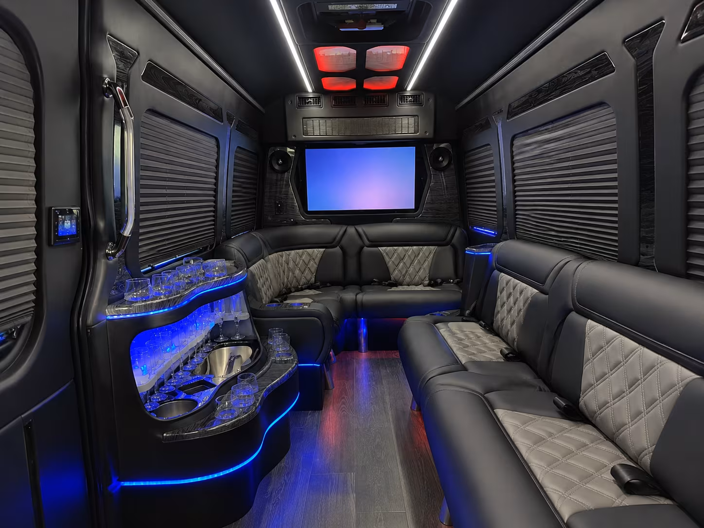 kansas city 30 passenger party bus inside